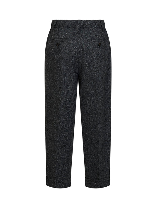 Black Donegal wool Baggy Sartorial trousers