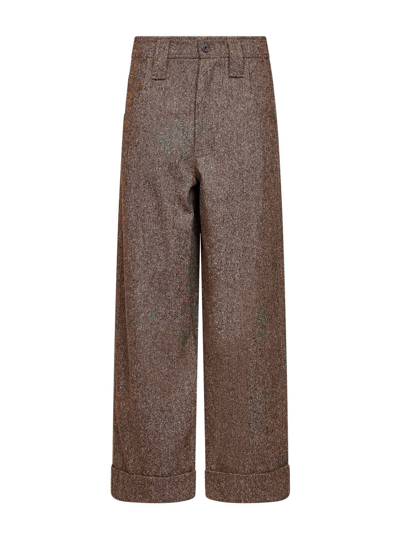 Pantalone Baggy in donegal cappuccino con monile