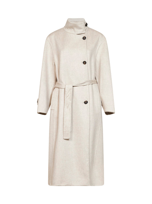 Ivory double-breasted cashmere coat