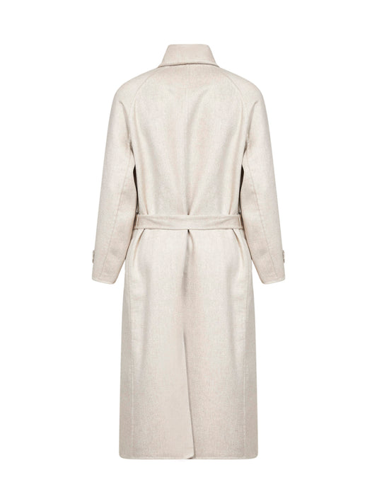 Ivory double-breasted cashmere coat