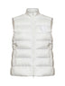 Gilet imbottito in nylon gesso con patch logo