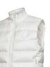 Gilet imbottito in nylon gesso con patch logo