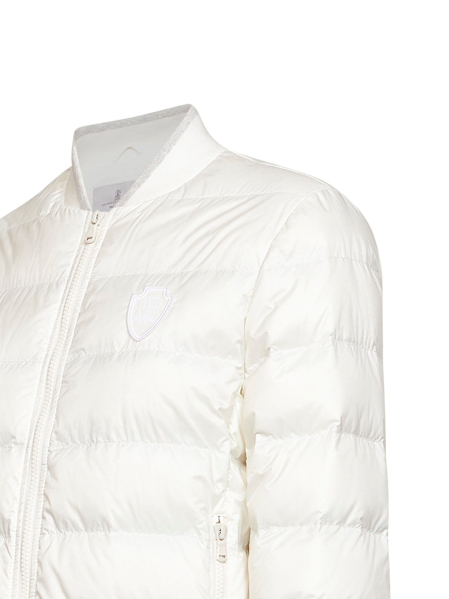 Piumino in nylon opaco idrorepellente latte con logo