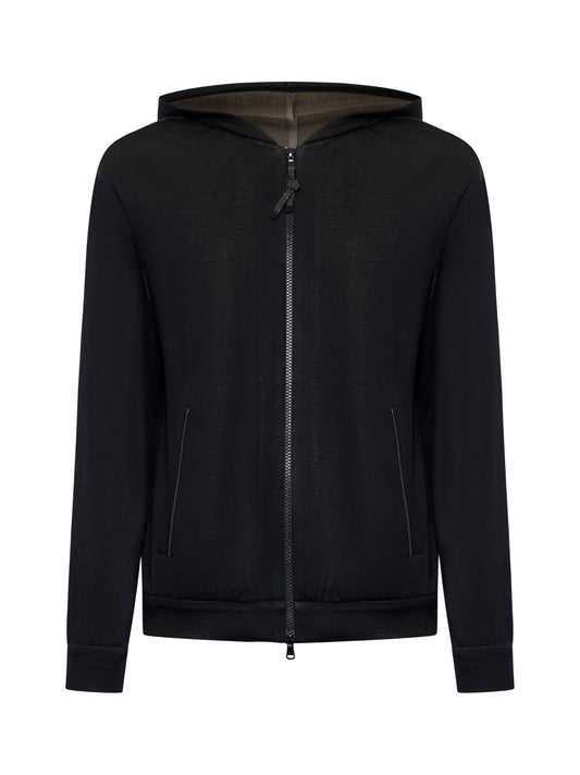 Black interlock zip-up hoodie