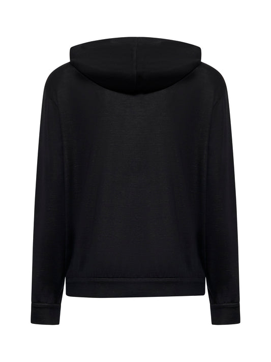 Black interlock zip-up hoodie