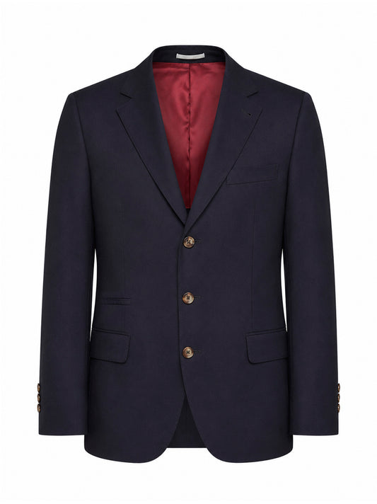 Blue virgin wool flannel deconstructed blazer
