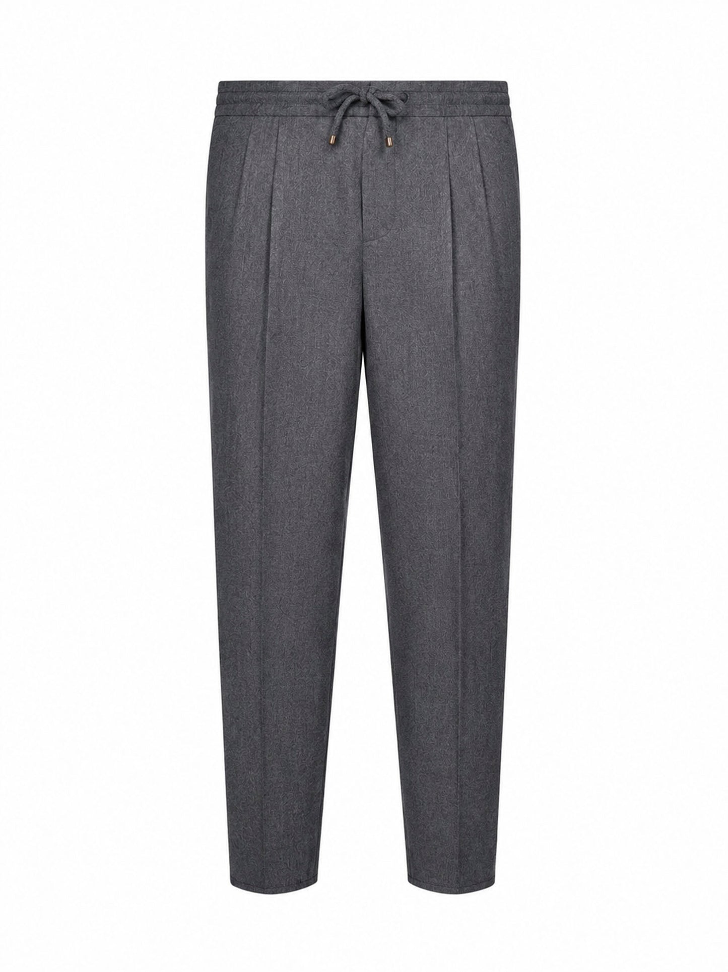 Medium grey virgin wool drawstring trousers