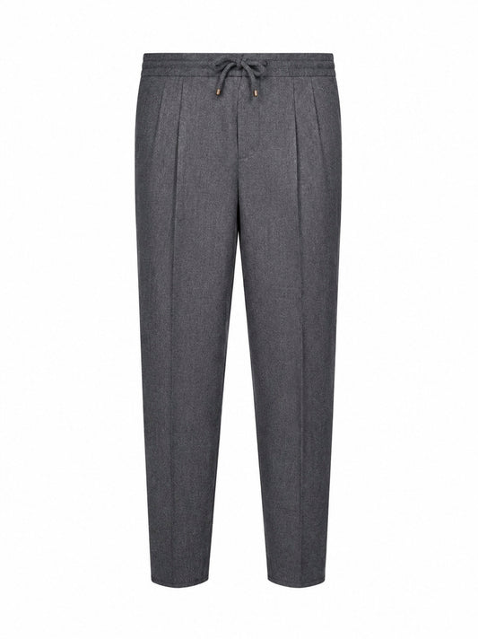 Pantalone con coulisse in lana vergine grigio medio
