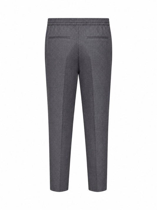 Pantalone con coulisse in lana vergine grigio medio