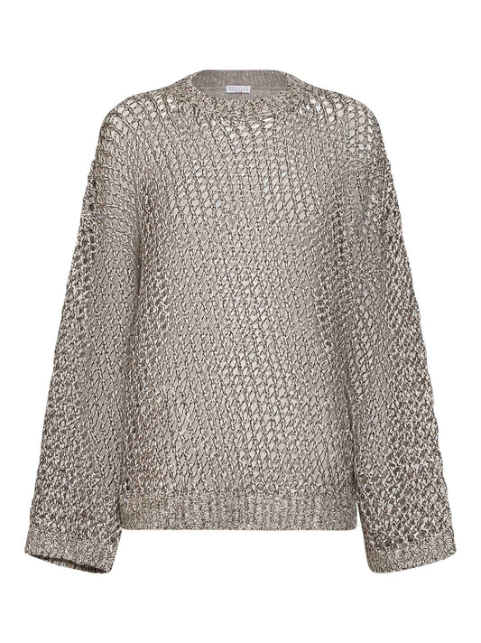 Rope silk and linen net knit Dazzling Chiné sweater
