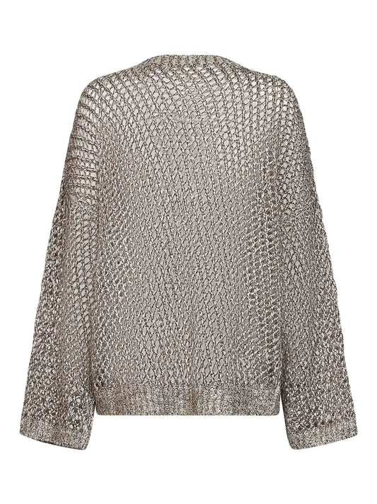 Rope silk and linen net knit Dazzling Chiné sweater