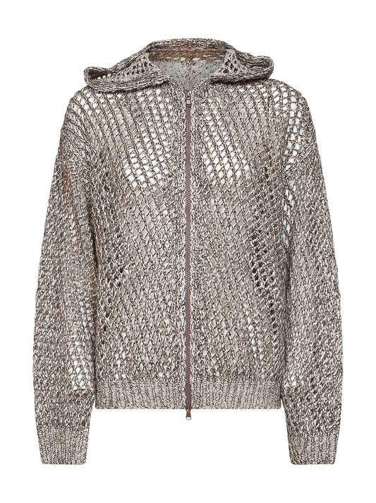 Rope silk and linen net knit Dazzling Chiné cardigan