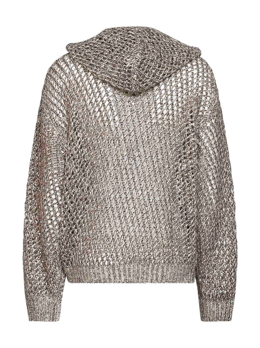 Rope silk and linen net knit Dazzling Chiné cardigan