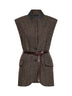 Gilet in chevron Sparkling marrone scuro con cintura e monile