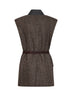 Gilet in chevron Sparkling marrone scuro con cintura e monile