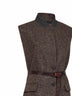 Gilet in chevron Sparkling marrone scuro con cintura e monile