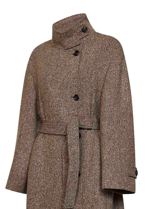 Light brown Sparkling chevron belted coat