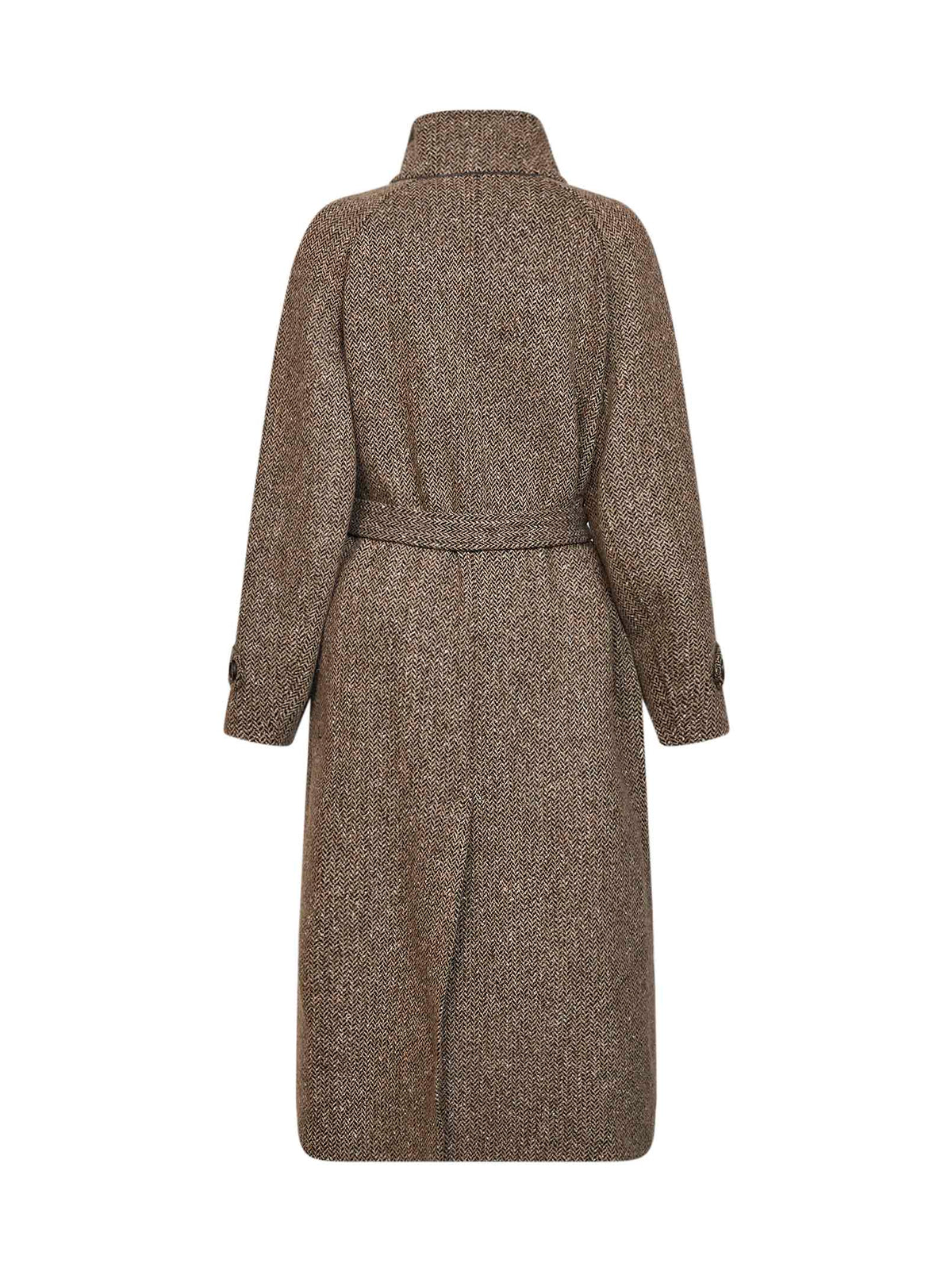 Cappotto con cintura in chevron Sparkling marrone chiaro