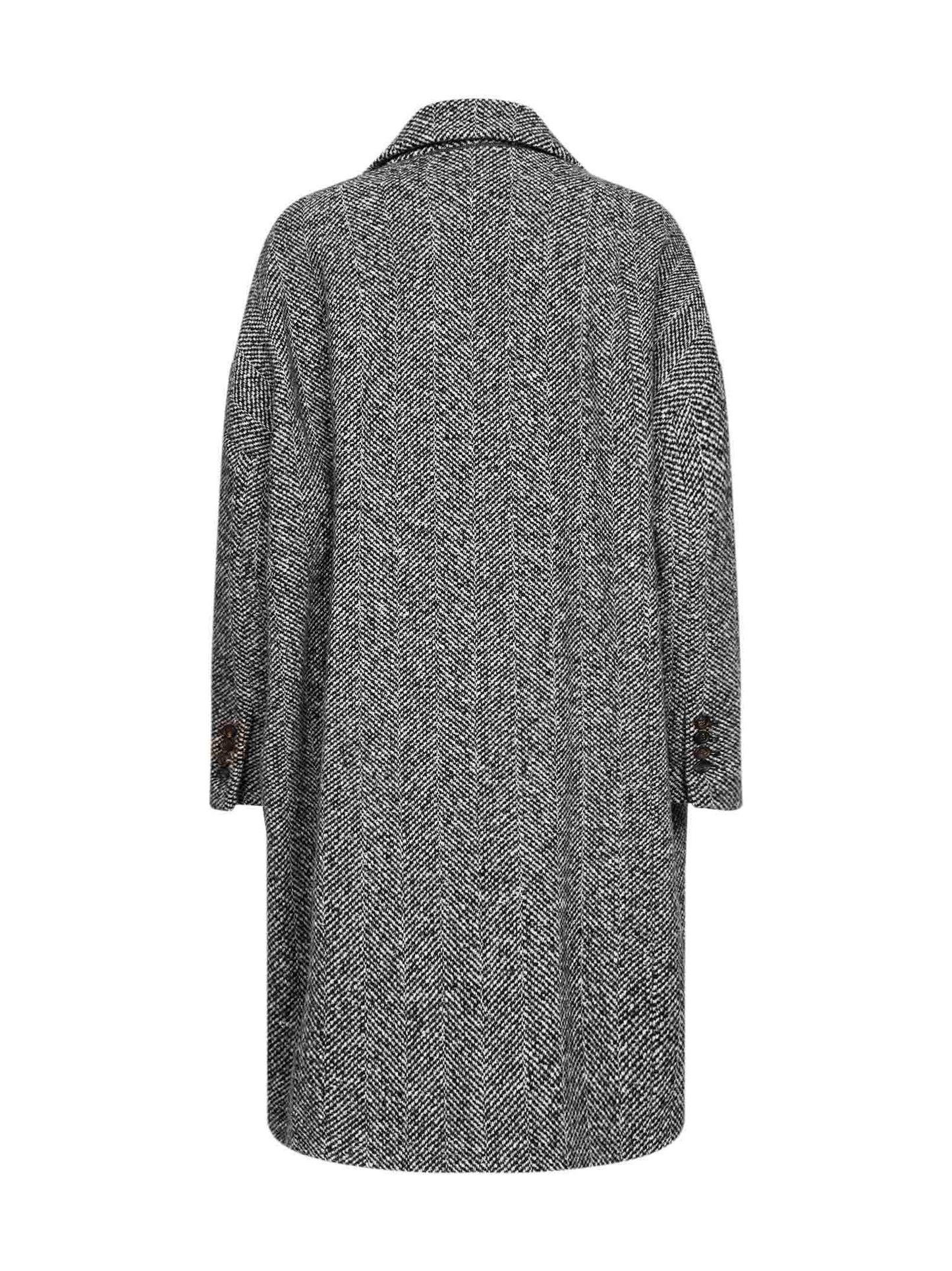 Cappotto doppiopetto con motivo a spina di pesce in grigio