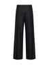 Anthracite sequin pinstriped wool blend Loose Pleated trousers