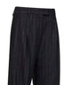 Anthracite sequin pinstriped wool blend Loose Pleated trousers