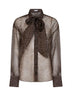 Chocolate Dapple silk organza shirt with Neck Tie