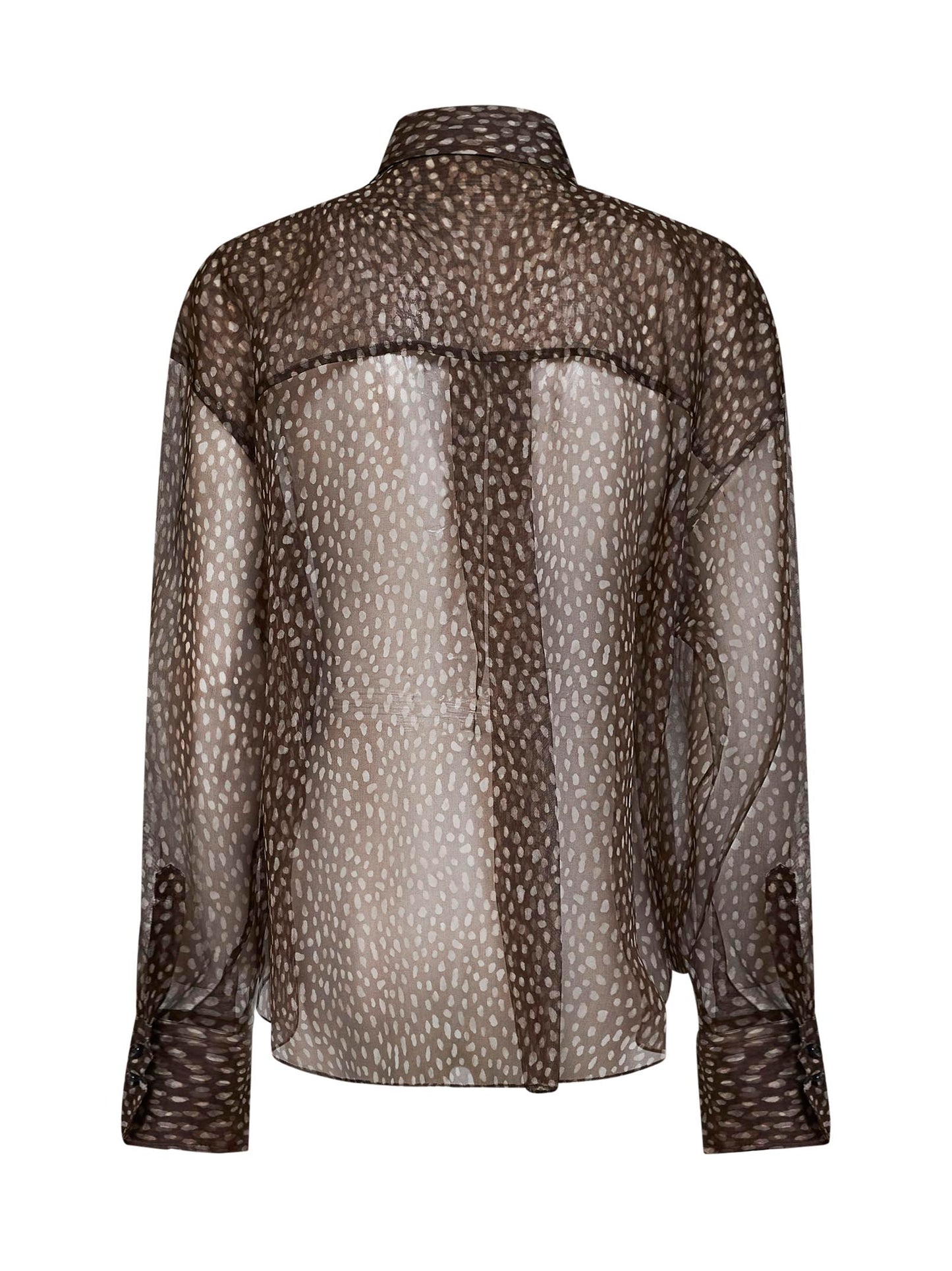 Chocolate Dapple silk organza shirt with Neck Tie
