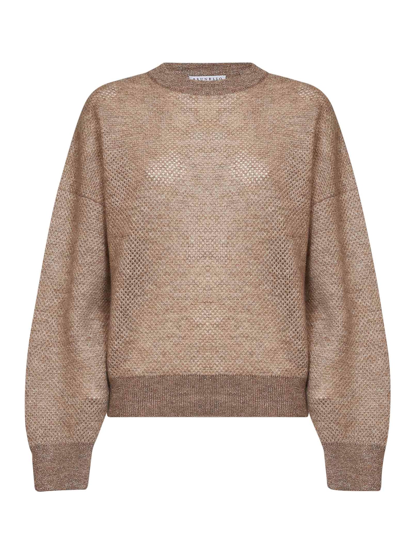 Beige Sparkling double-knit Net sweater