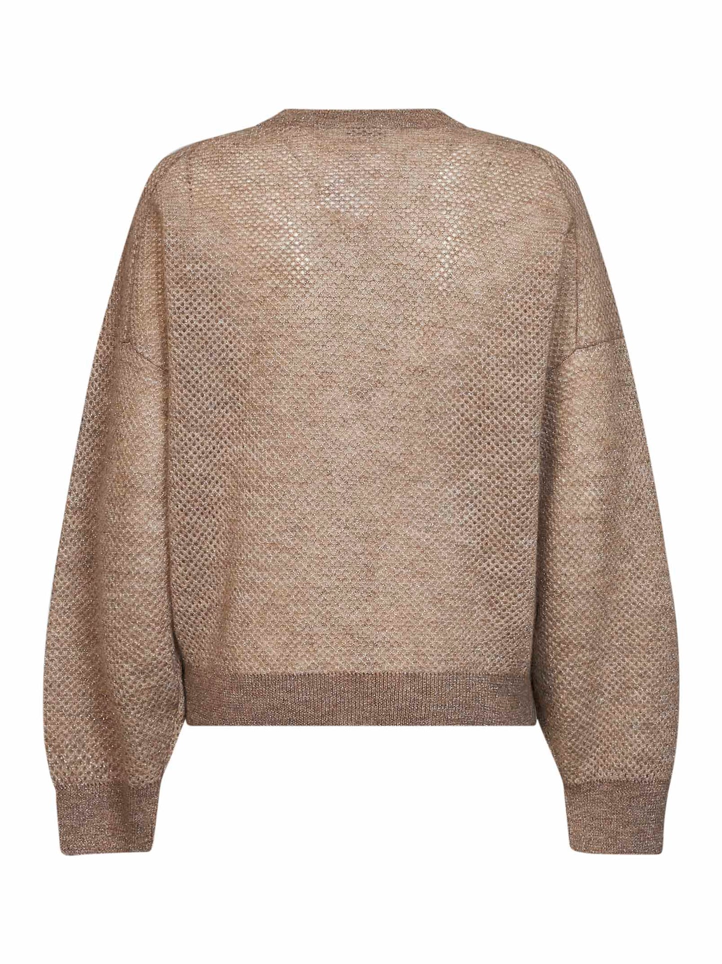 Beige Sparkling double-knit Net sweater