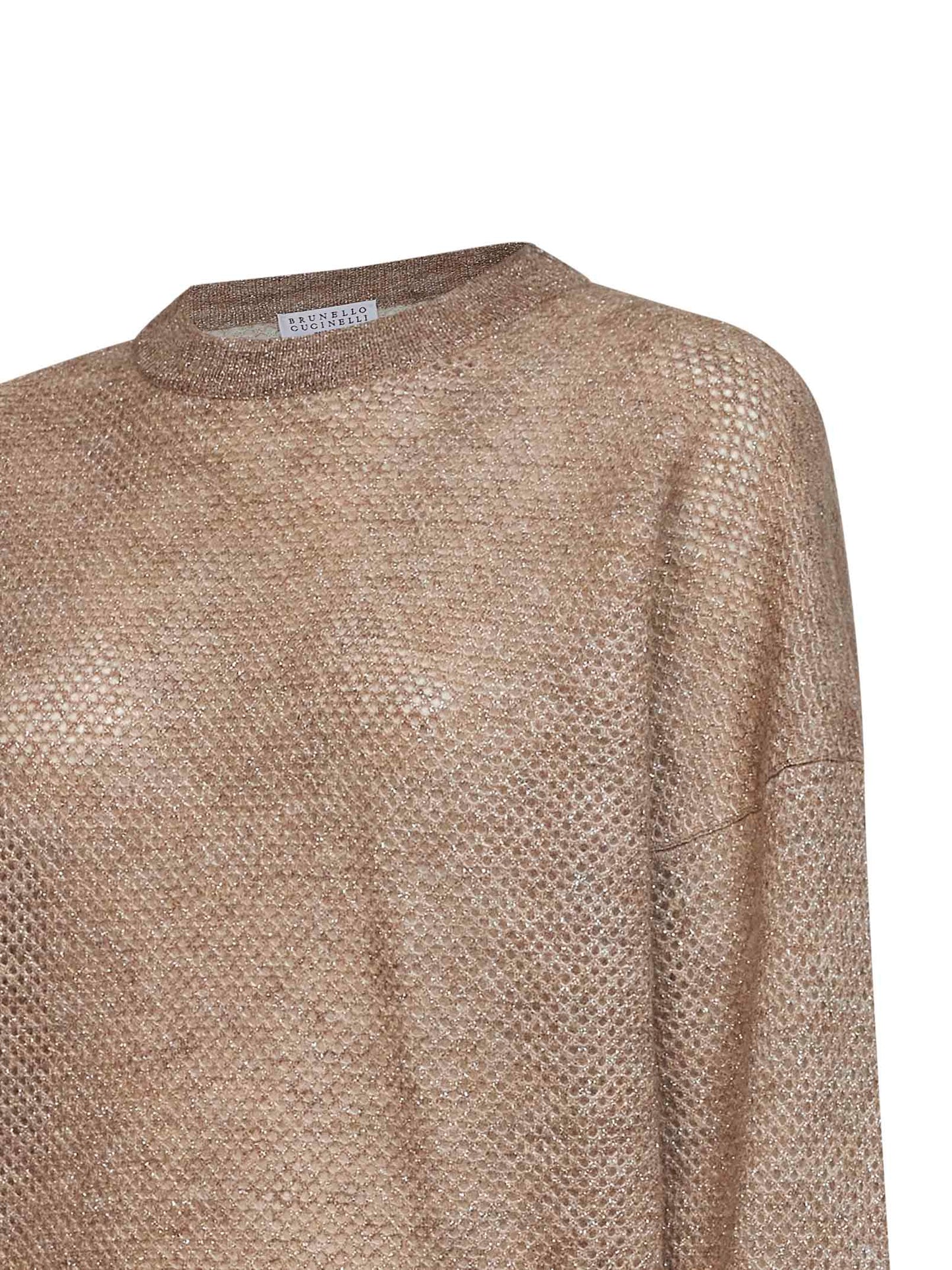 Beige Sparkling double-knit Net sweater