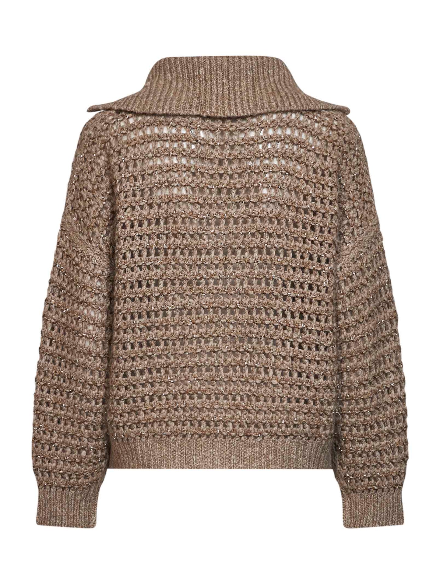 Seige Soft wool and cashmere net knit Dazzling cardigan