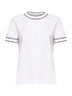 T-shirt in piquet di cotone stretch bianco con logo
