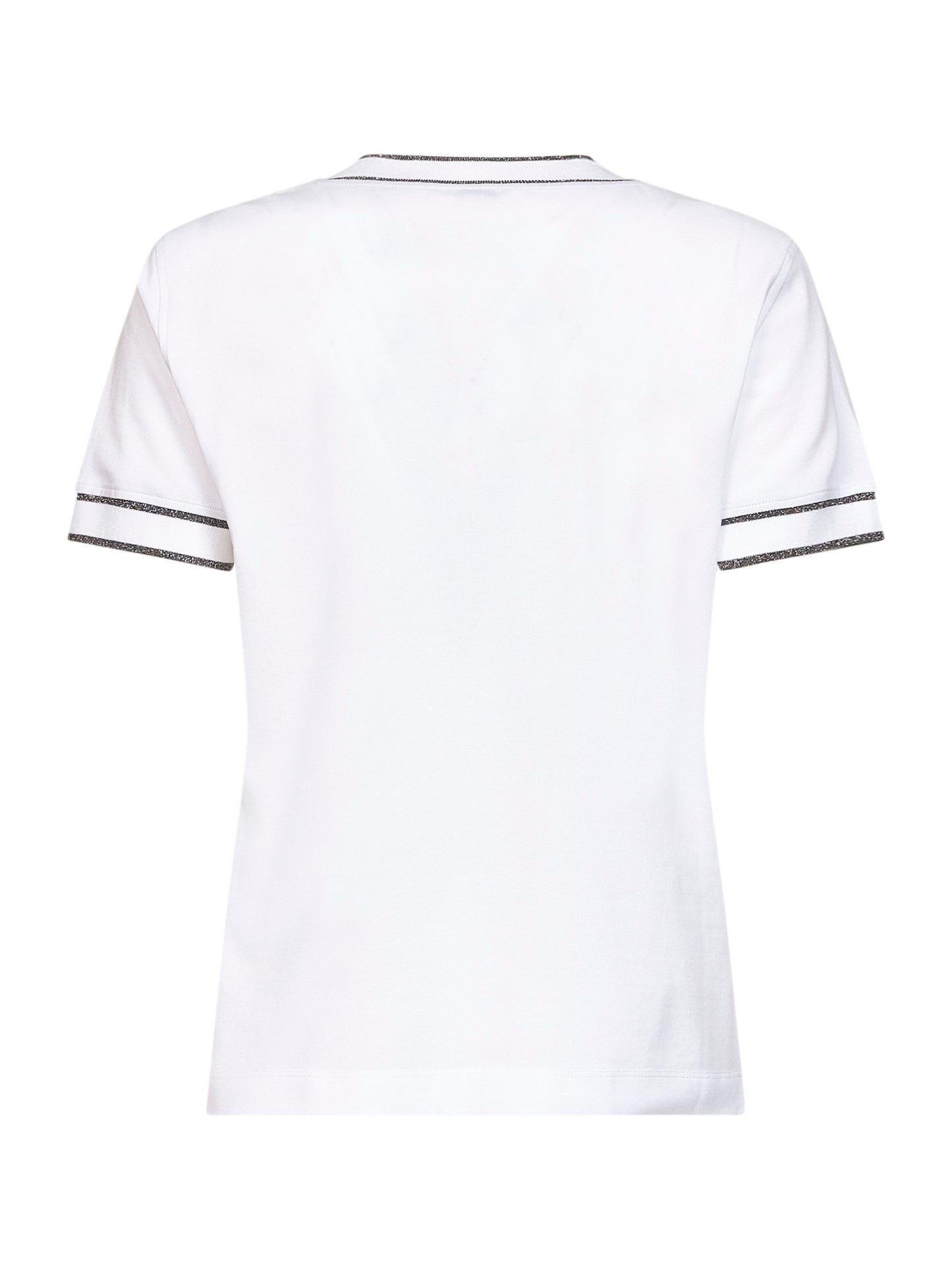 T-shirt in piquet di cotone stretch bianco con logo