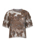 T-shirt Whispering Bloom Embroidery in maglia marrone scuro