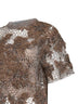 T-shirt Whispering Bloom Embroidery in maglia marrone scuro