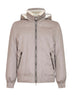 Giacca con dettaglio in shearling in cashmere grigio