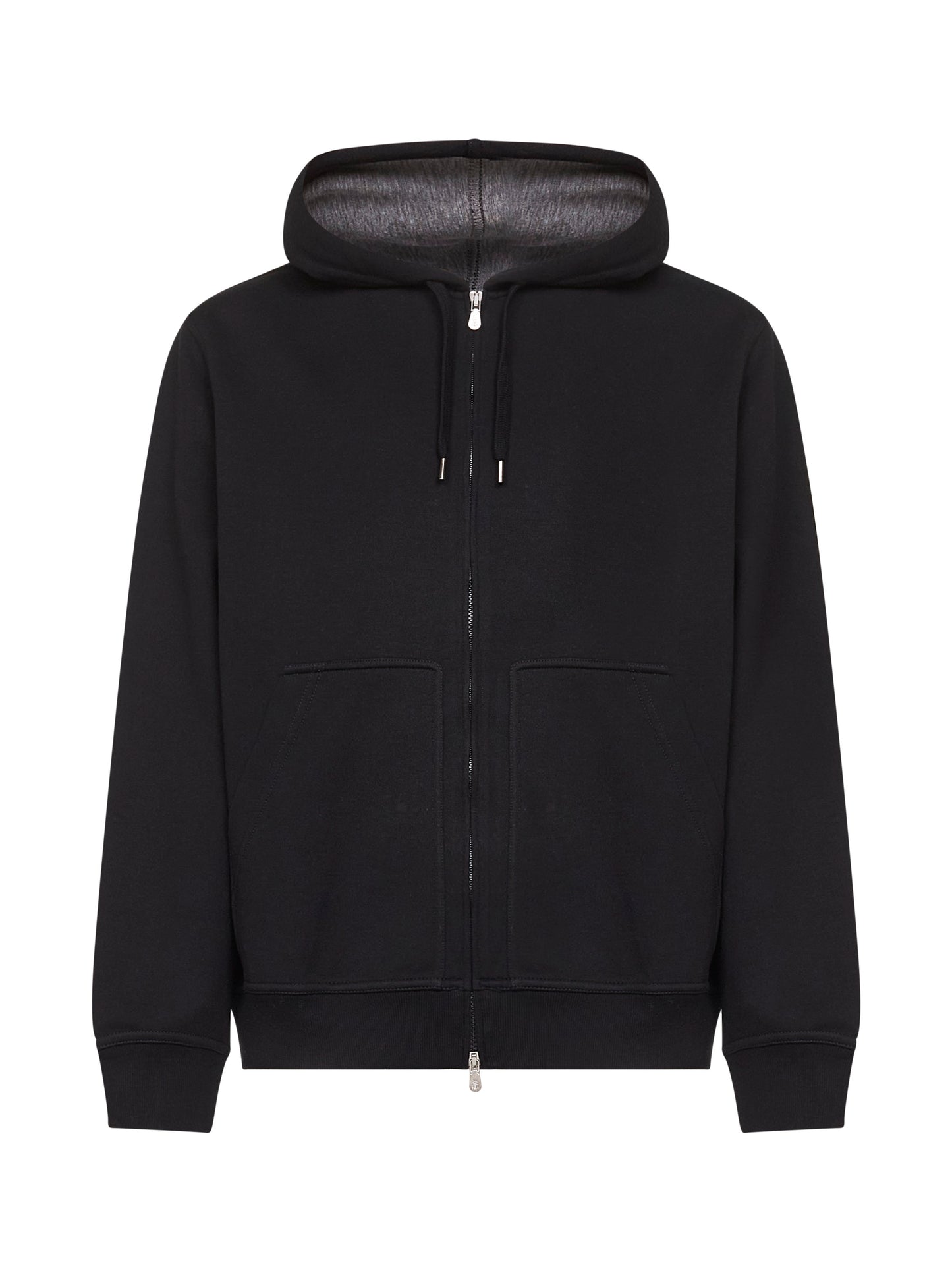 Black double fleece zip-up hoodie