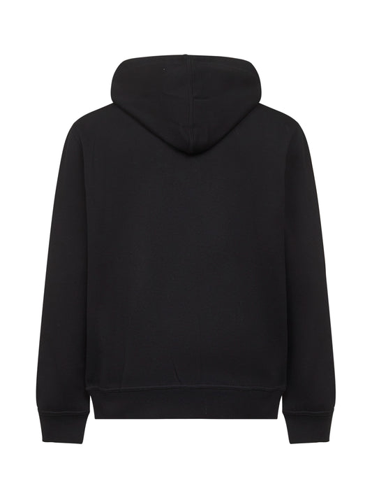 Black double fleece zip-up hoodie