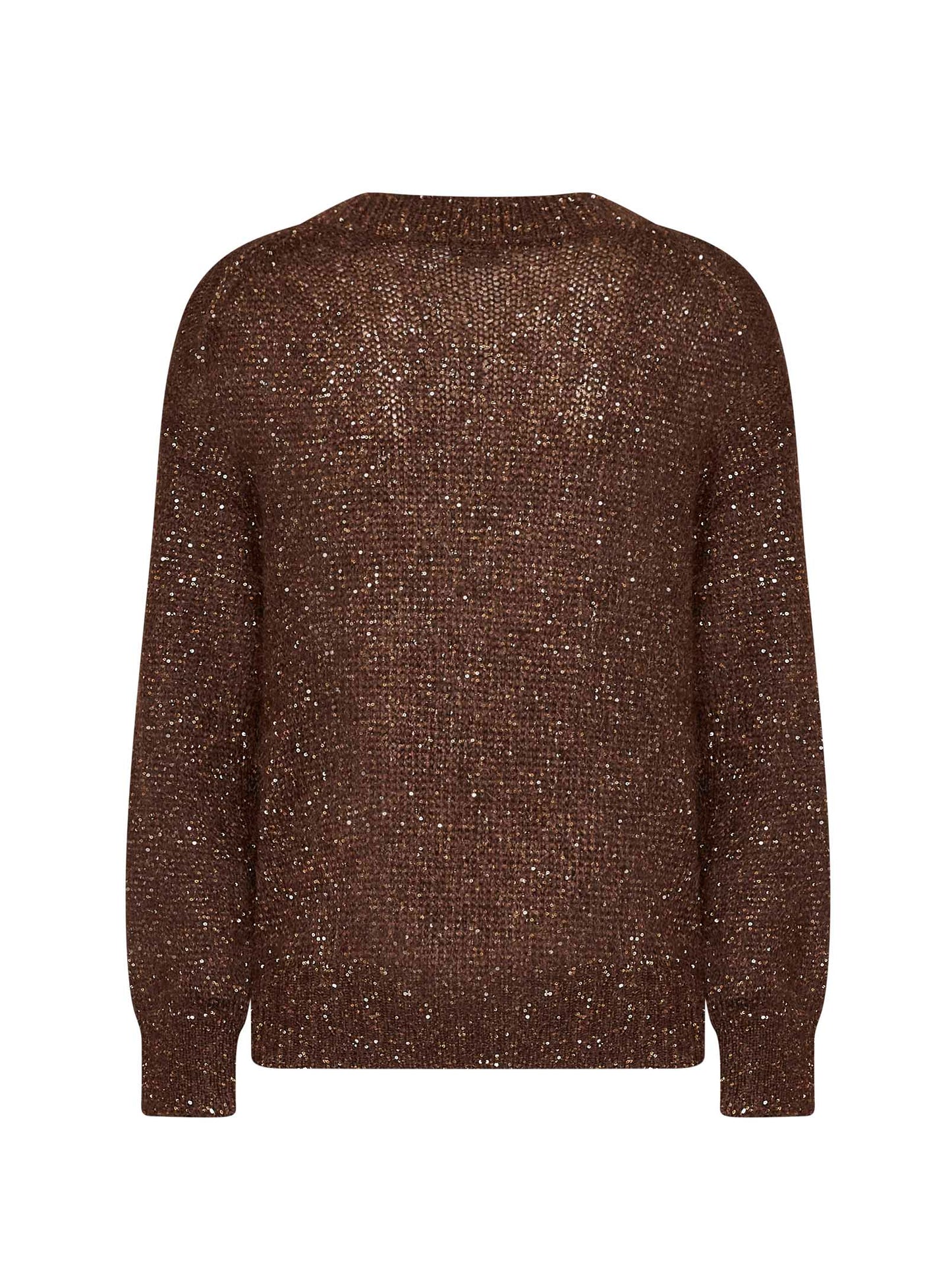 Dark chocolate Dazzling half-Engligh rib sticth cotton knit sweater
