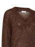 Dark chocolate Dazzling half-Engligh rib sticth cotton knit sweater