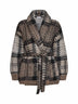 Cardigan con cintura Dazzling Tartan in maglia double avorio e nero