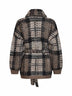 Cardigan con cintura Dazzling Tartan in maglia double avorio e nero
