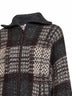 Cardigan Dazzling Tartan in maglia double antracite con Shiny Zipper Pull