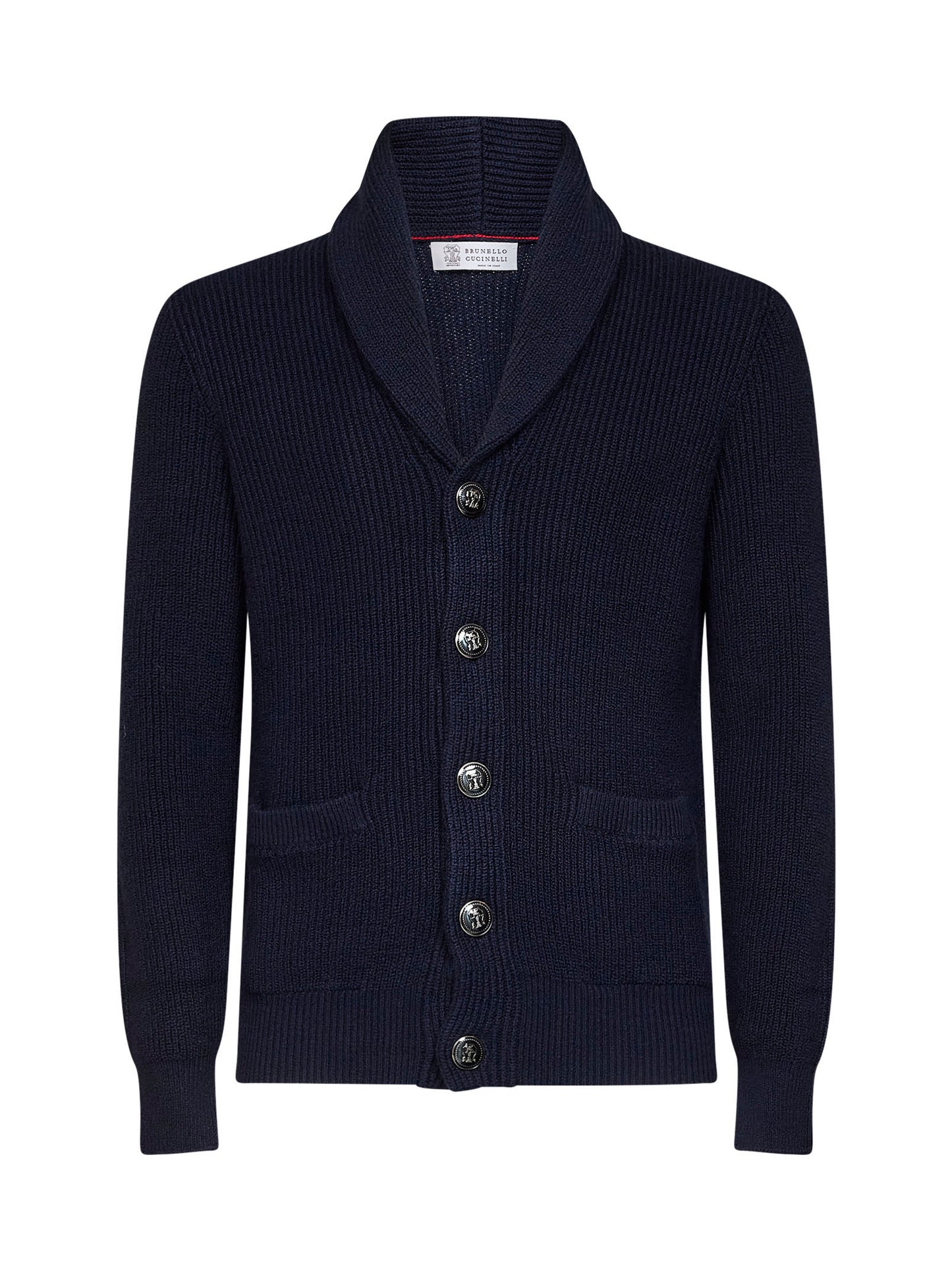 Navy blue English rib stich knit shawl cardigan
