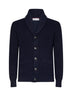 Navy blue English rib stich knit shawl cardigan