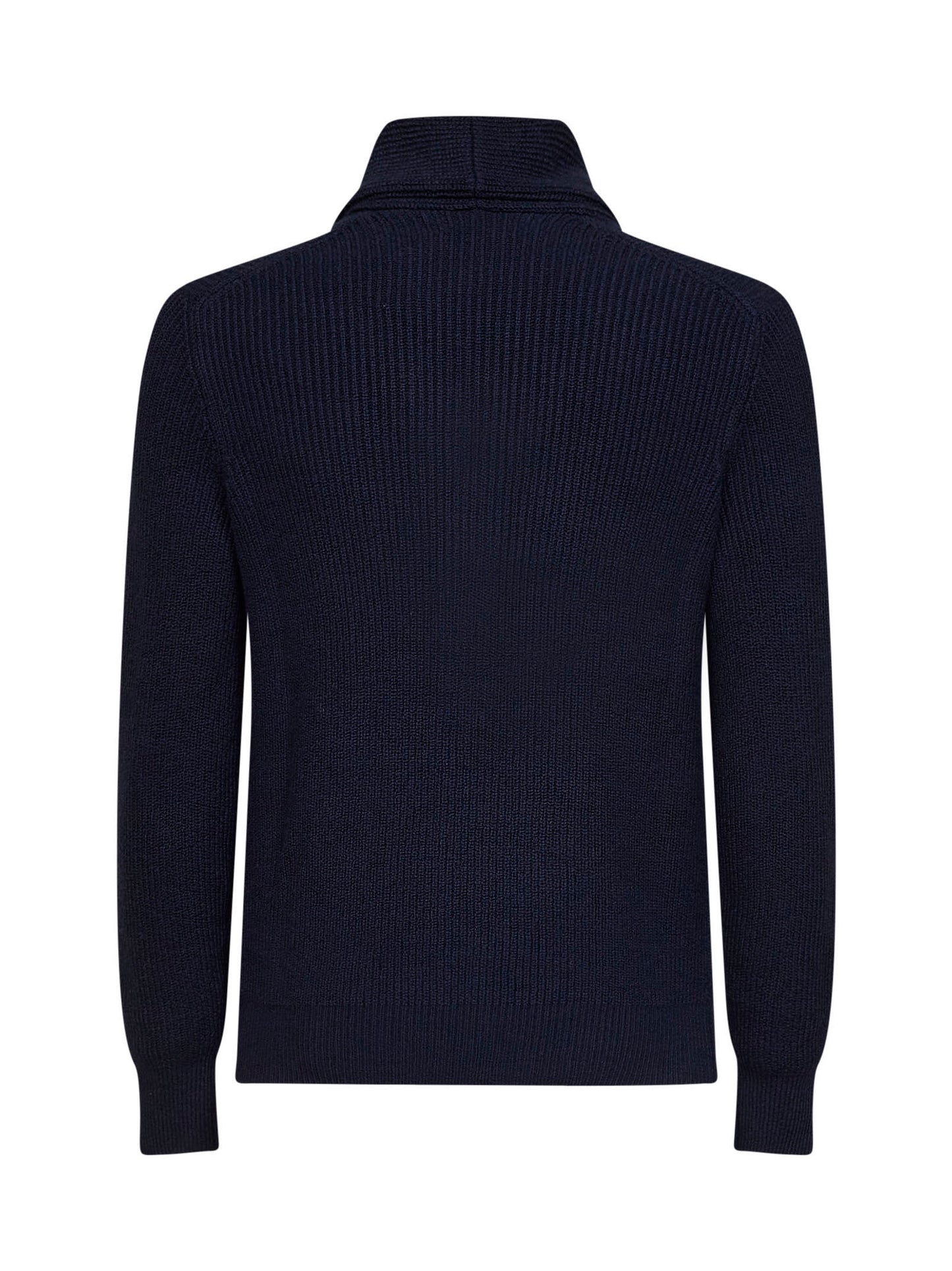 Navy blue English rib stich knit shawl cardigan