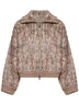 Beige Dazzling Tree Bark Embroidery cardigan