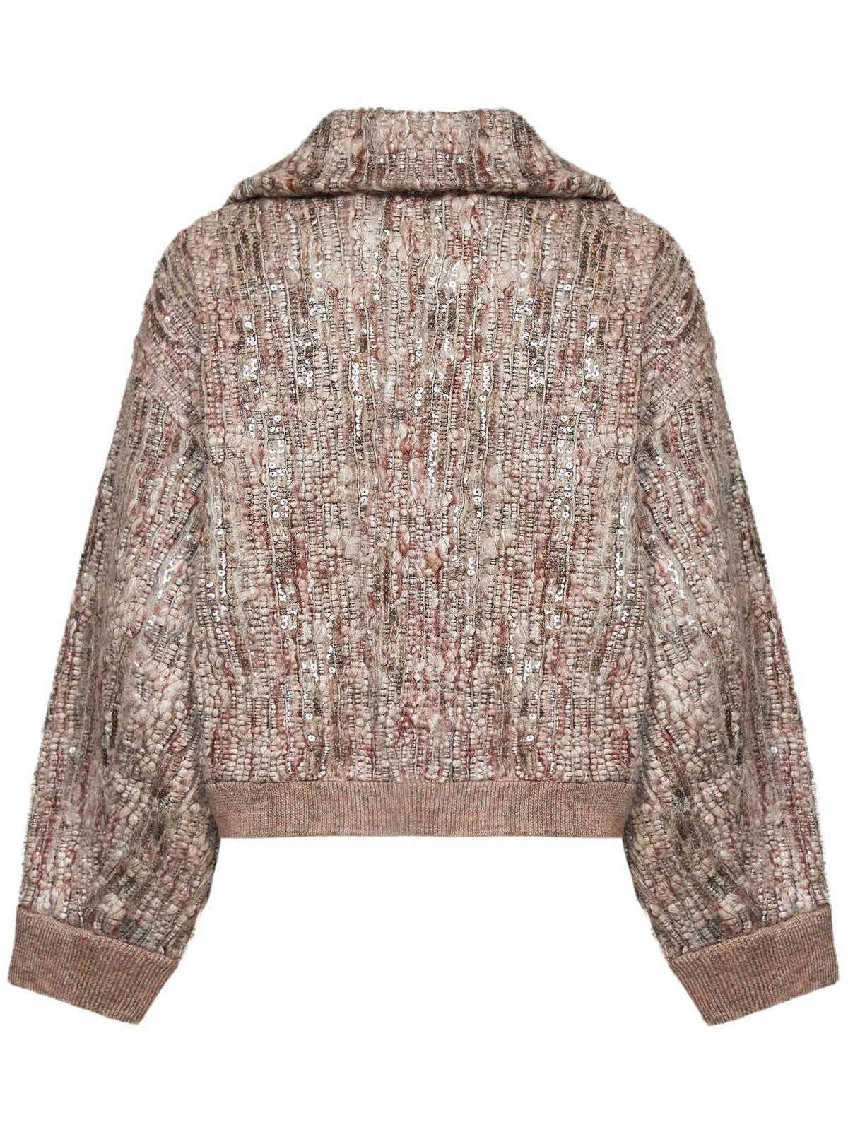 Beige Dazzling Tree Bark Embroidery cardigan
