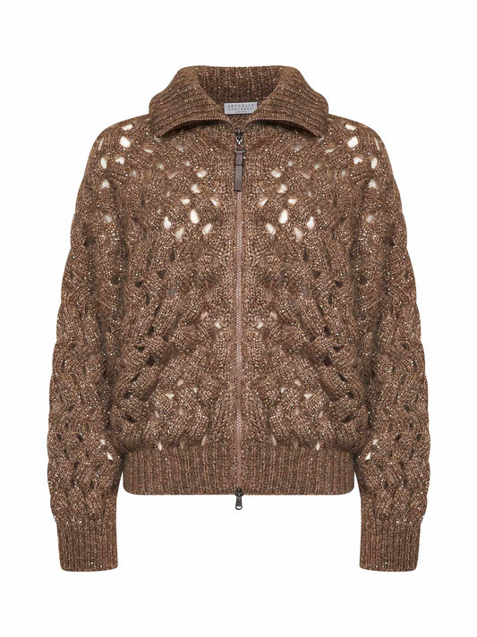 Cardigan Dazzling Zigzag Cables corteccia