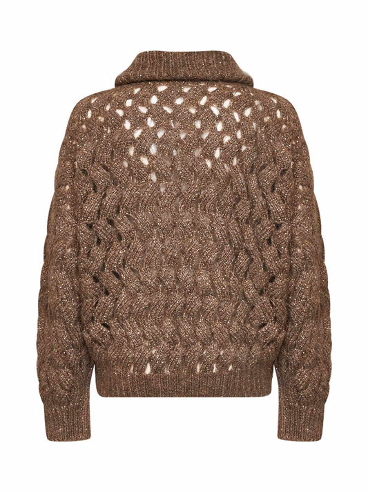 Cardigan Dazzling Zigzag Cables corteccia